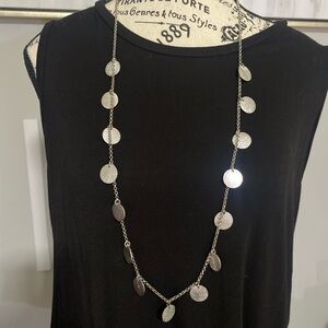 Silver Disc Long Necklace - Unbranded
